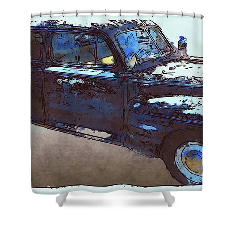 1940s Ford Shower Curtain featuring the photograph 1940s Ford 1212b1 by Cathy Anderson