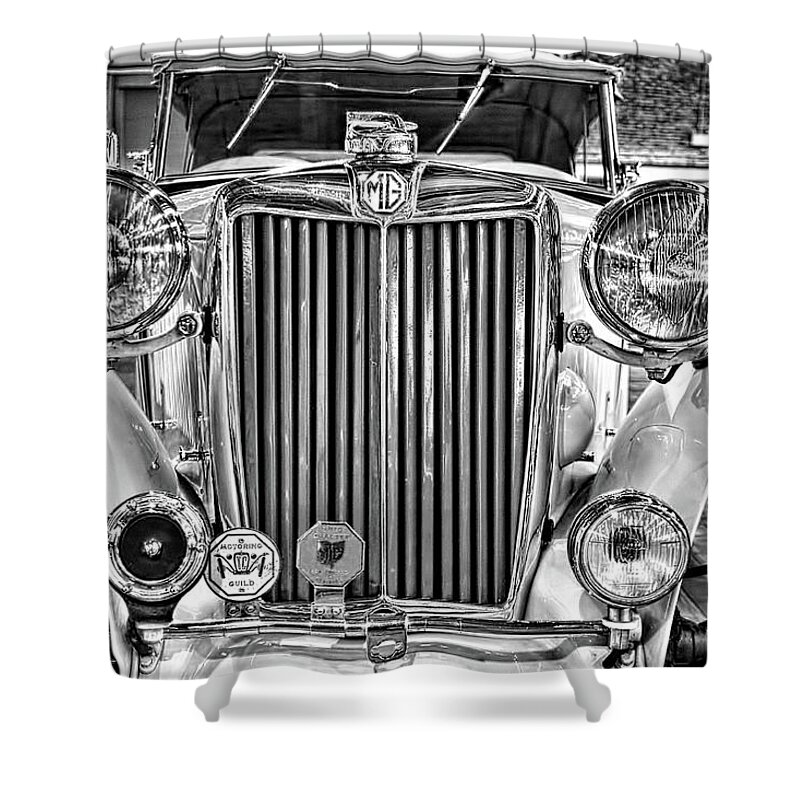 Roadster Shower Curtain featuring the photograph 1949 MG TC Midgett Roadster by Anthony M Davis