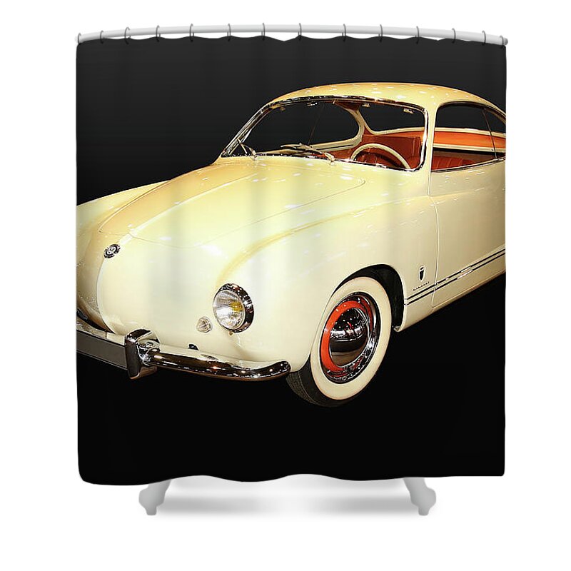 Vw Shower Curtain featuring the photograph 1953 VW Volkswagen Karmann-Ghia Urmodell by Peter Kraaibeek