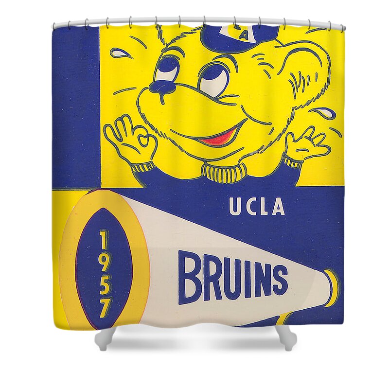 Ucla Football Shower Curtain featuring the mixed media 1957 UCLA Bruins by Row One Brand