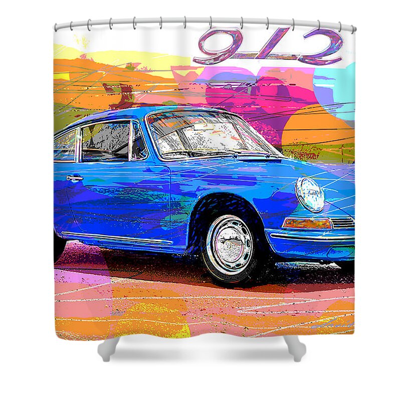 Porsche Shower Curtain featuring the painting 1966 Porsche 912 by David Lloyd Glover