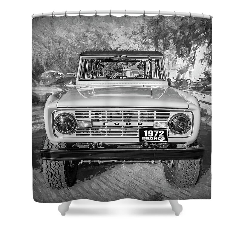 1972 Wind Blue Ford Bronco Shower Curtain featuring the photograph 1972 Wind Blue Ford Bronco X101 by Rich Franco