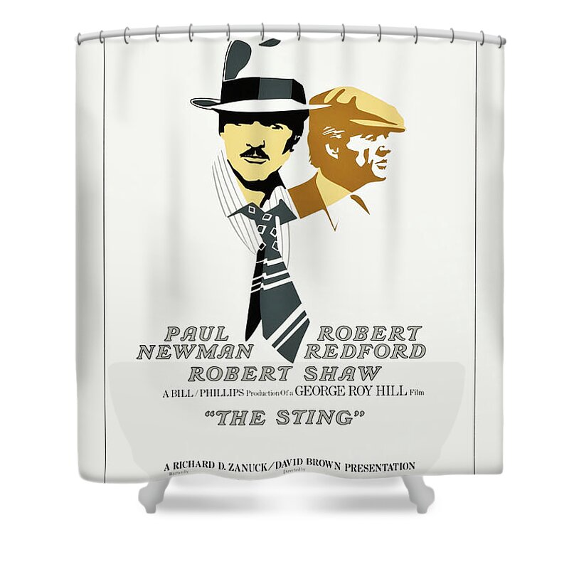 The Sting Shower Curtain featuring the mixed media 1973 Vintage Movie Poster - The Sting by Mountain Dreams