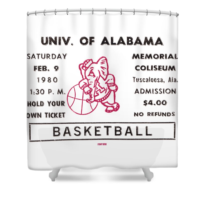 Alabama Shower Curtain featuring the mixed media 1980 Alabama Basketball Ticket Stub Art by Row One Brand