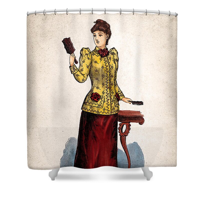 19th Century Shower Curtain featuring the painting 19th Century Elegant Woman, Vintage Lady by Nadia CHEVREL