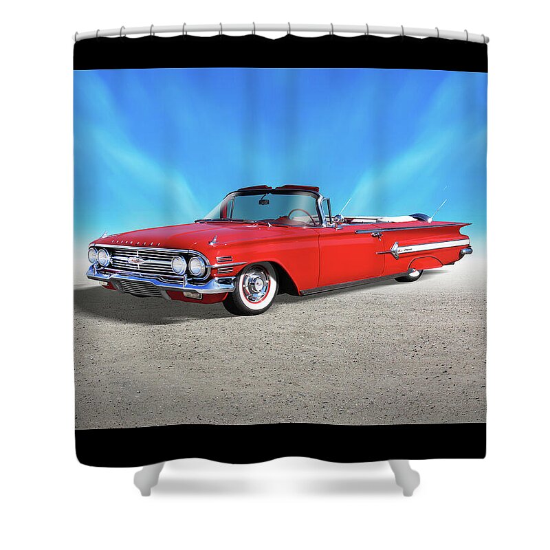 Cars Shower Curtain featuring the photograph 1960 Chevy Impala Convertible #2 by Mike McGlothlen