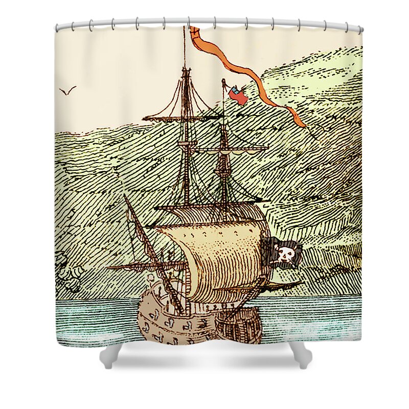 18th Shower Curtain featuring the photograph Blackbeard's Pirate Ship, Queen Anne's Revenge #2 by Science Source