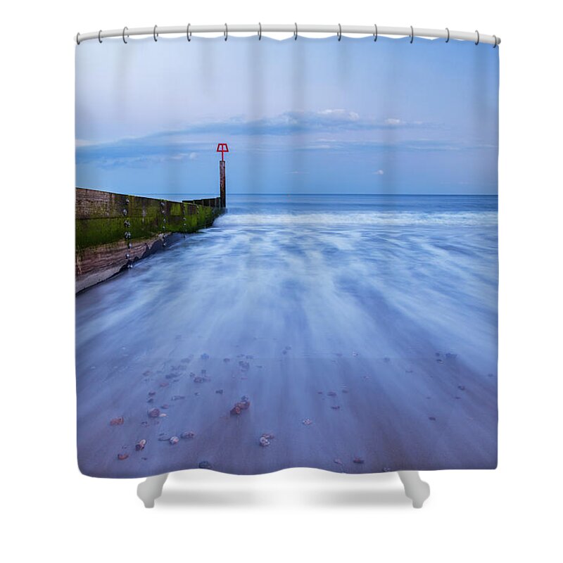 Bournemouth Shower Curtain featuring the photograph Bournemouth groyne at Sunset #2 by Ian Middleton