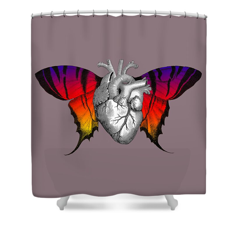 Heart Shower Curtain featuring the digital art Butterfly Heart #2 by Madame Memento