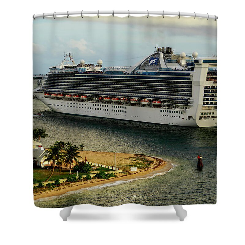 Cruise Shower Curtain featuring the photograph Caribbean Princess by AE Jones