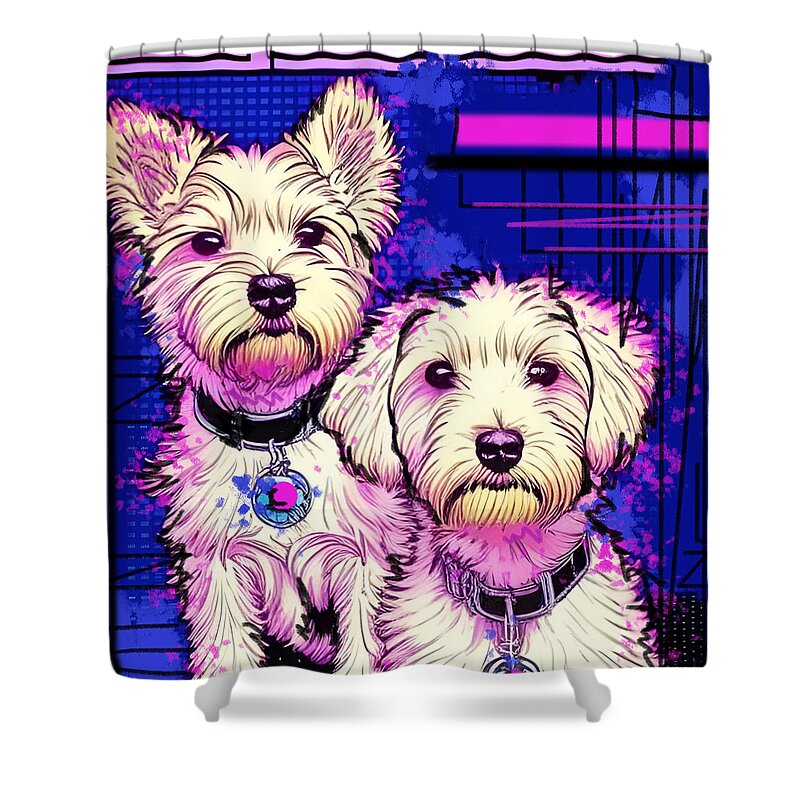 Dog Shower Curtain featuring the digital art Dogs #2 by Bogdan Floridana Oana