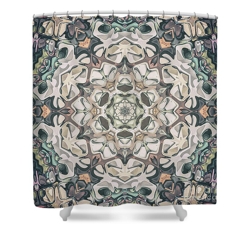Kaleidoscope Shower Curtain featuring the digital art Earth Tones Mandala #2 by Phil Perkins