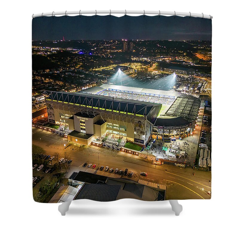 Aerial Photography Shower Curtain featuring the photograph Elland Road Leeds #2 by Airpower Art