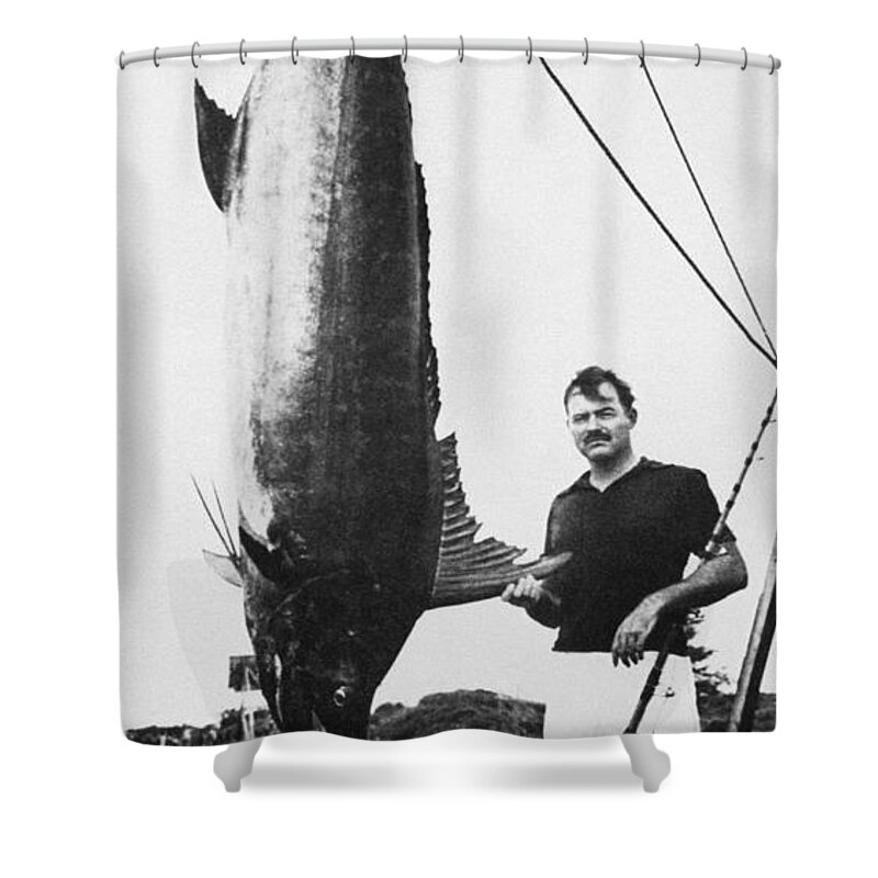 1929 Shower Curtain featuring the photograph Ernest Hemingway #2 by Granger