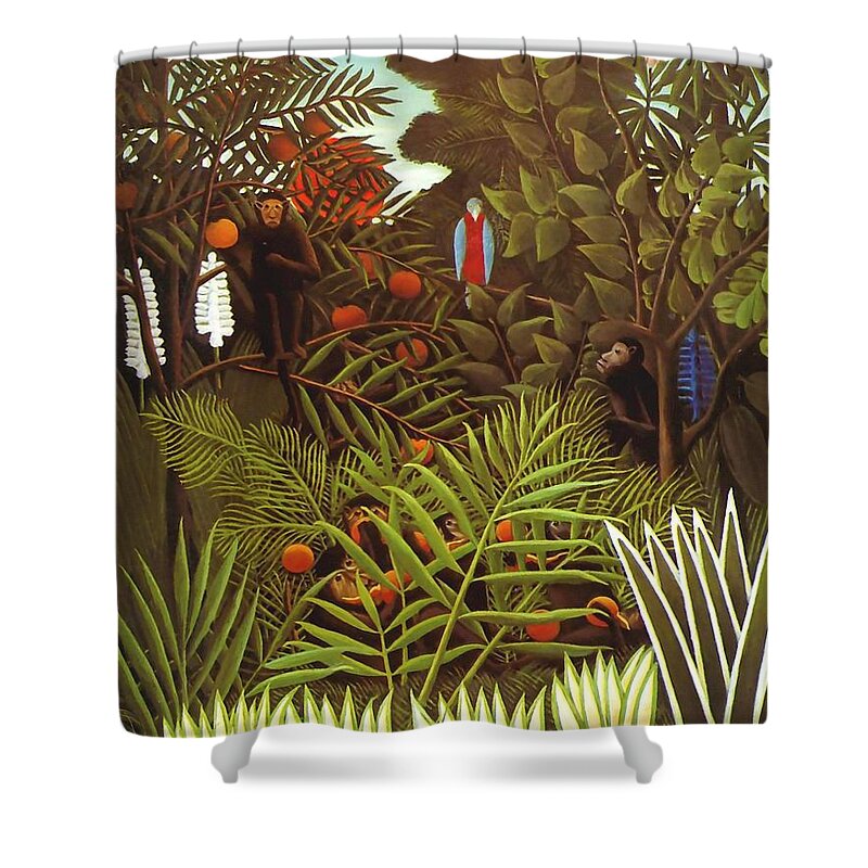 Exotic Landscape Shower Curtain featuring the painting Exotic landscape #2 by Henri Rousseau