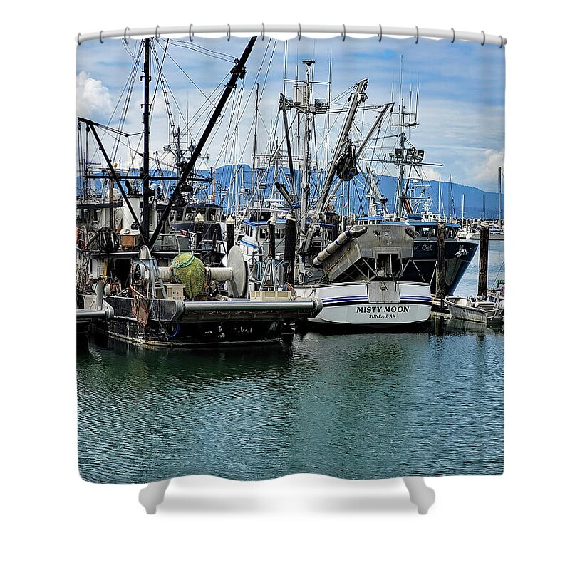 Fishing Vessel Misty Moon By Norma Appleton Shower Curtain featuring the photograph Fishing Vessel Misty Moon #2 by Norma Appleton