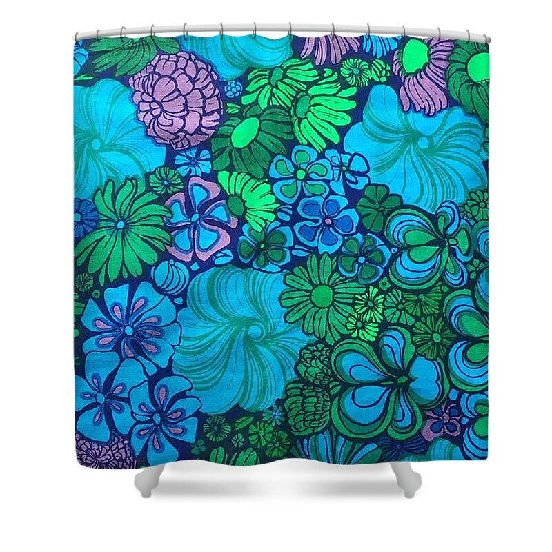 Flower Shower Curtain featuring the photograph Flower power rock poster by Action