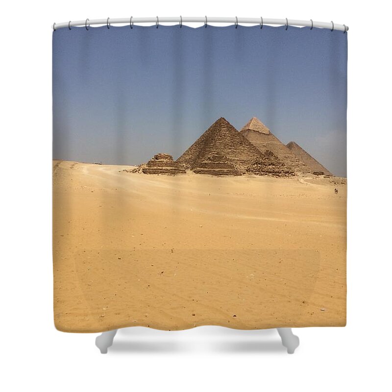Giza Shower Curtain featuring the photograph Great Pyramids by Trevor Grassi