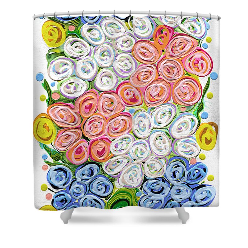 Acrylic Painting Shower Curtain featuring the painting Heidi's Hydrangeas Long by Jane Crabtree