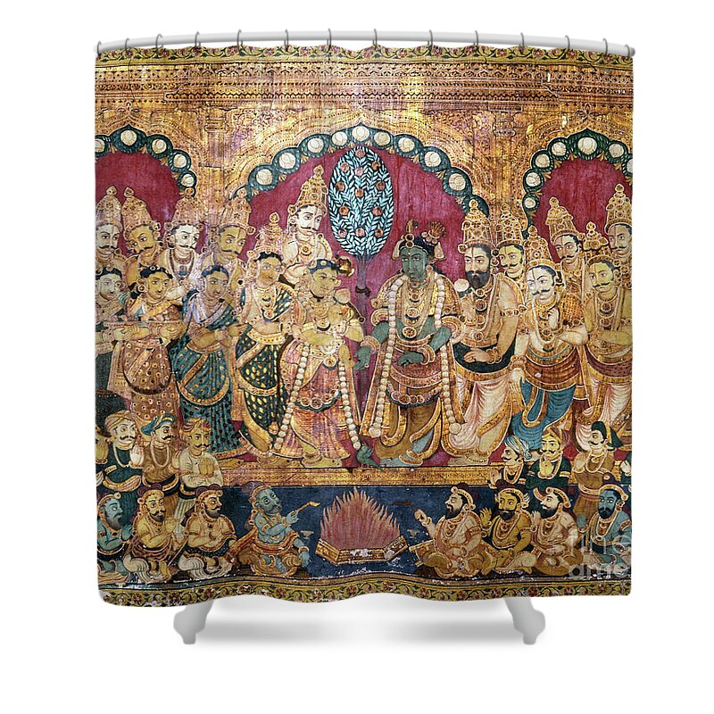 Archival Shower Curtain featuring the painting Hindu Wedding Ceremony #3 by Granger