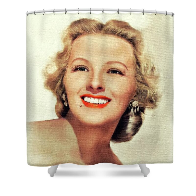 Ilona Shower Curtain featuring the painting Ilona Massey, Vintage Actress #2 by Esoterica Art Agency