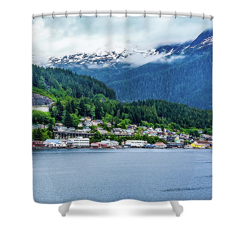 Ketchikan Shower Curtain featuring the digital art Ketchikan Alaska by SnapHappy Photos