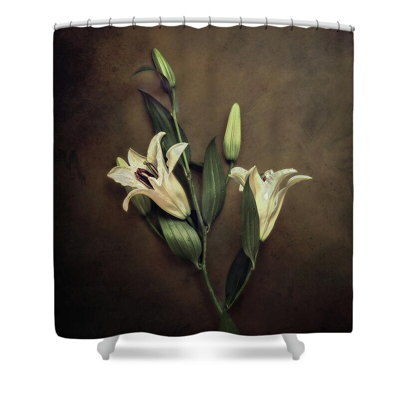 Flower Shower Curtain featuring the photograph 2 Lilies by Steve Kelley