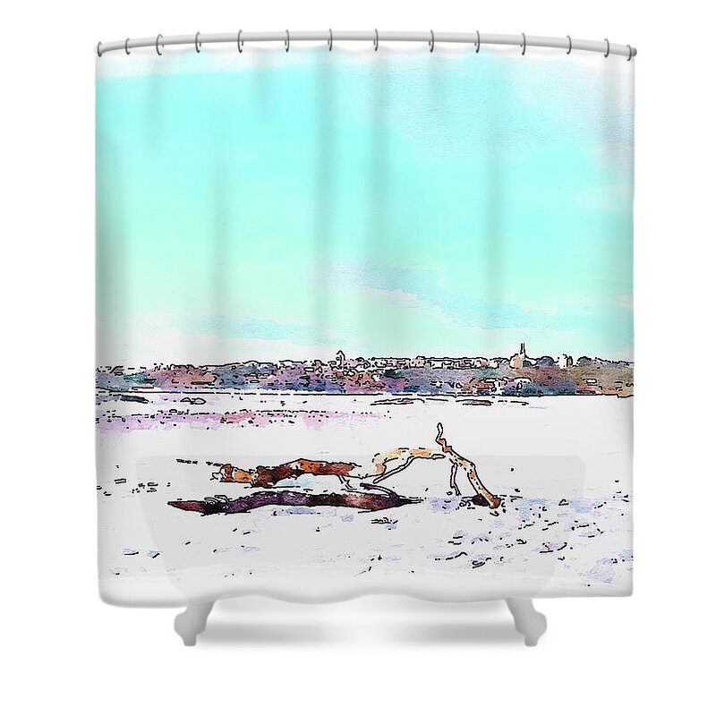 Lossiemouth Shower Curtain featuring the digital art Lossiemouth East Beach #3 by John Mckenzie
