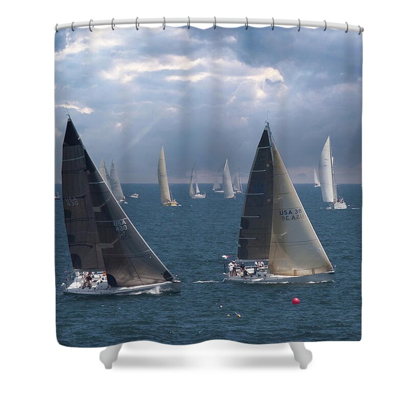 Sailboats Shower Curtain featuring the photograph Marblehead to Halifax Ocean Race #2 by Jeff Folger