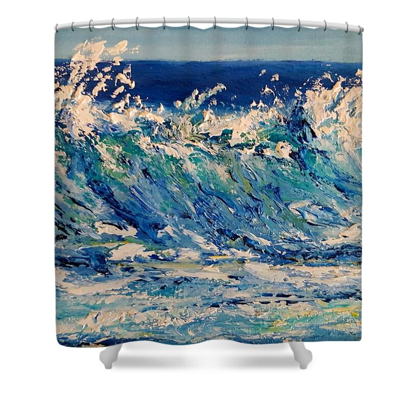 Surf Shower Curtain featuring the painting Morning Surf #3 by Fred Wilson
