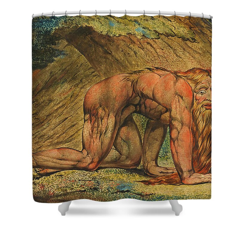 William Blake Shower Curtain featuring the painting Nebuchadnezzar #2 by William Blake