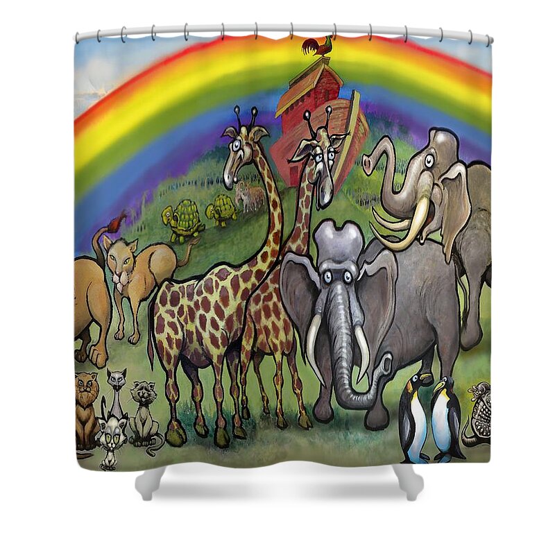 Noah's Ark Shower Curtain featuring the painting Noah's Ark by Kevin Middleton