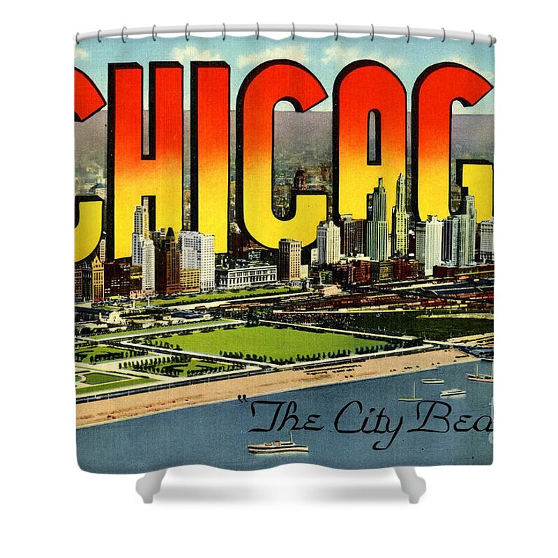 Retro Shower Curtain featuring the photograph Retro Chicago Poster by Action