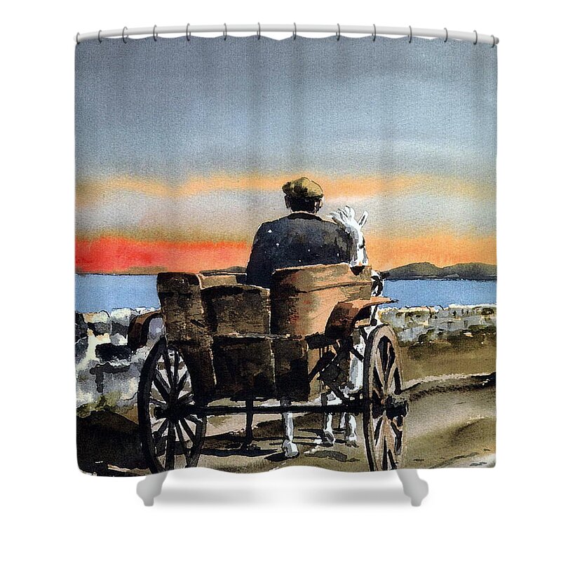 Ireland Shower Curtain featuring the painting Returning Home #2 by Val Byrne