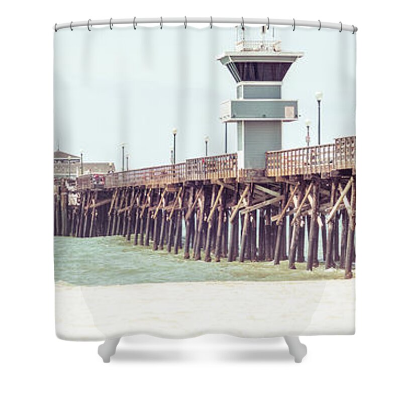2015 Shower Curtain featuring the photograph Seal Beach Pier California Panorama Photo #2 by Paul Velgos