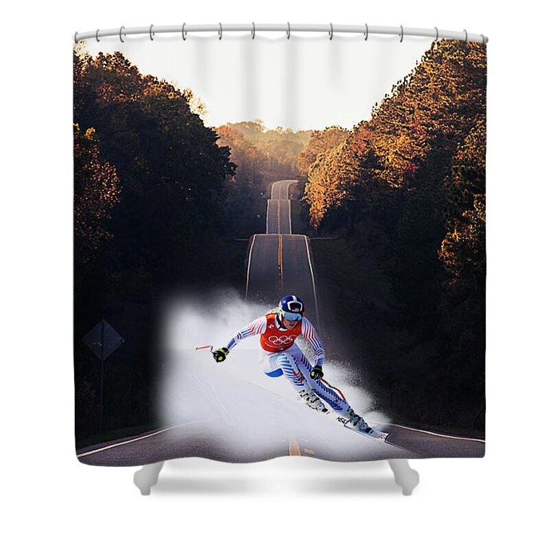 Skiing Shower Curtain featuring the mixed media Ski #2 by Marvin Blaine