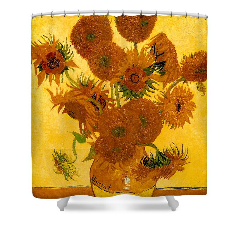 Van Gogh Shower Curtain featuring the painting Sunflowers 1888 by Vincent van Gogh