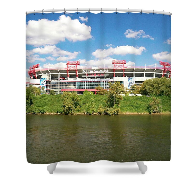 Nashville Tennessee Shower Curtain featuring the photograph Tennesse Titans Nissan Stadium in Nashville Tennessee #2 by Eldon McGraw