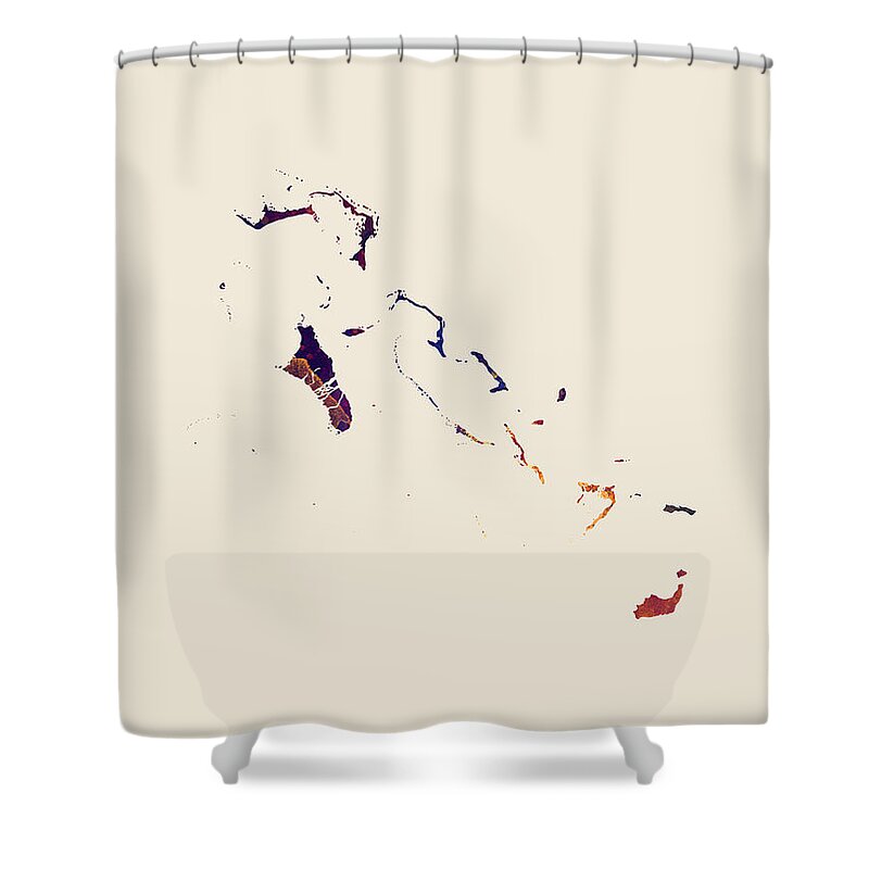 The Bahamas Shower Curtain featuring the digital art The Bahamas Watercolor Map by Michael Tompsett