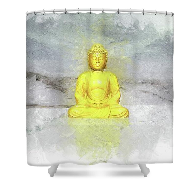 Buddha Shower Curtain featuring the painting The Buddha #2 by Esoterica Art Agency