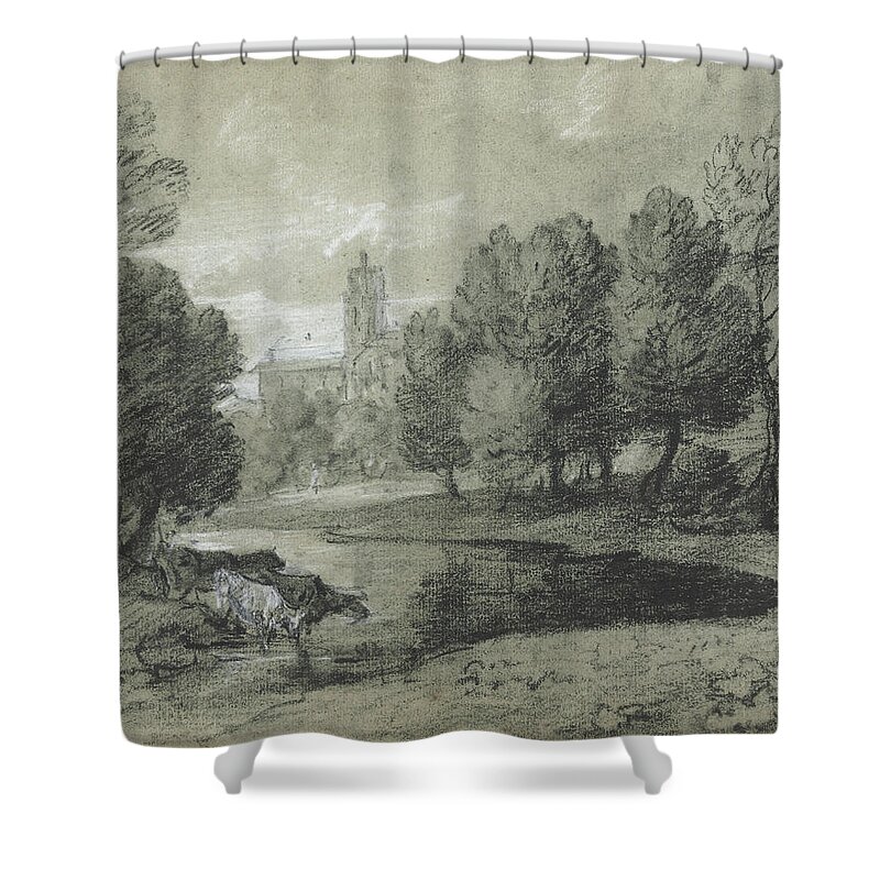 Thomas Gainsborough Shower Curtain featuring the painting Thomas Gainsborough, R.A. #2 by MotionAge Designs