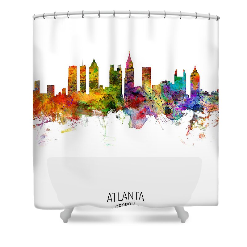 Atlanta Shower Curtain featuring the digital art Atlanta Georgia Skyline by Michael Tompsett