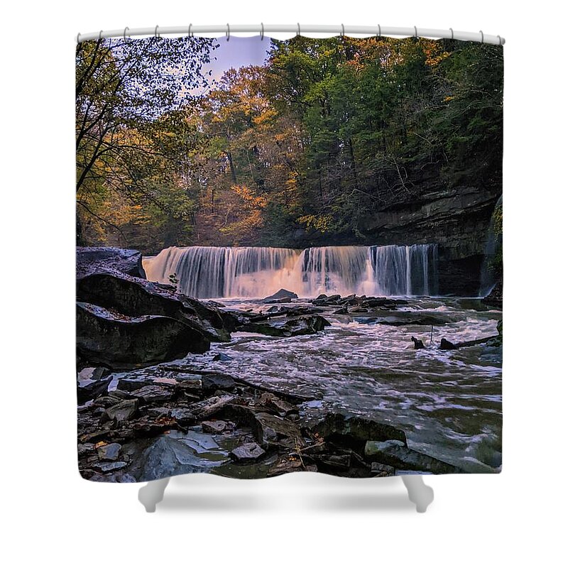 Bedford Reservation Shower Curtain featuring the photograph Great Falls by Brad Nellis