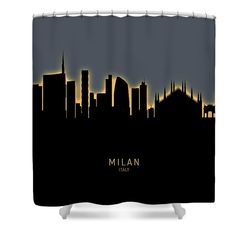 Milan Shower Curtain featuring the digital art Milan Italy Skyline by Michael Tompsett