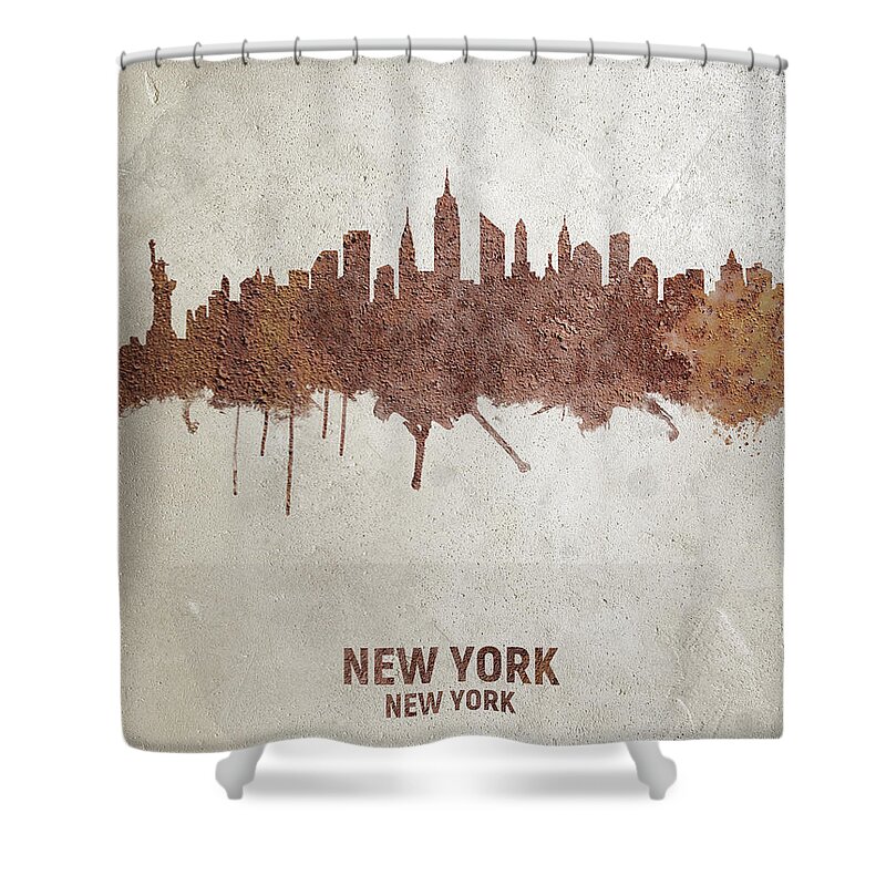 New York Shower Curtain featuring the digital art New York City Skyline #20 by Michael Tompsett