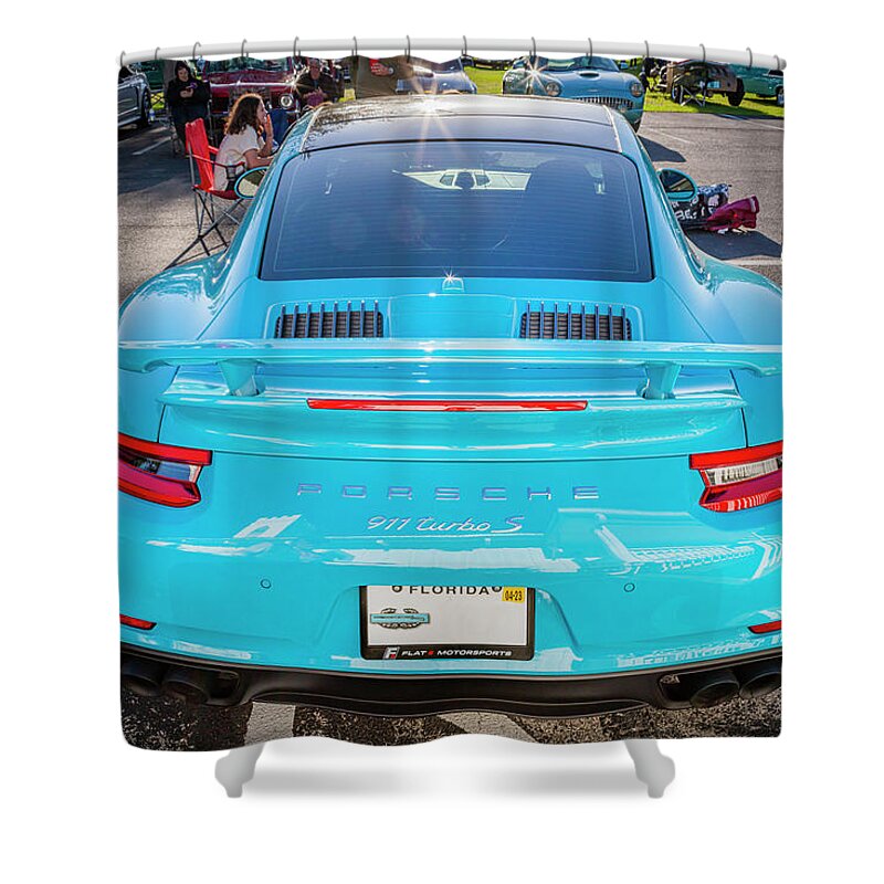 2019 Porsche 911 Turbo S Coupe 991.2 Shower Curtain featuring the photograph 2019 Porsche 911 Turbo S Coupe 991.2 X116 by Rich Franco