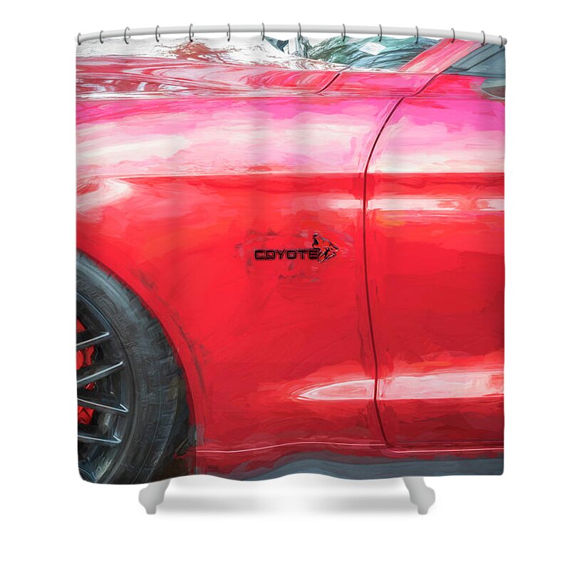 2019 Ruby Red Ford Coyote Mustang Gt 50 Shower Curtain featuring the photograph 2019 Ruby Ford Coyote Mustang GT 50 X124 by Rich Franco