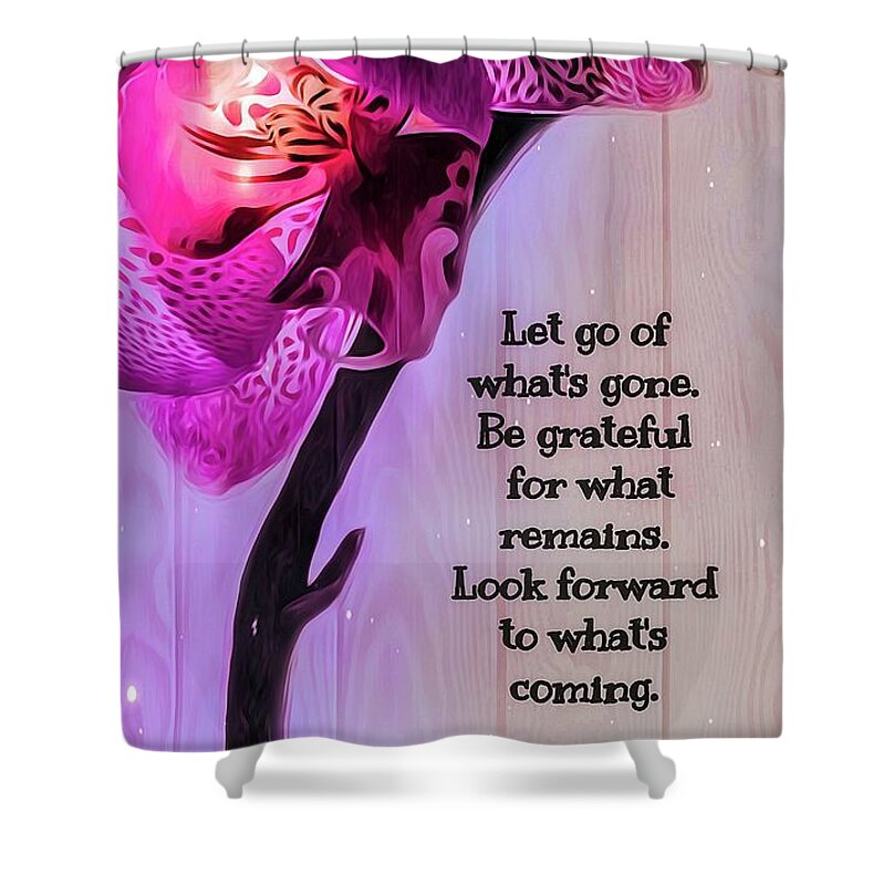 Orchid Shower Curtain featuring the mixed media 2020 Inspiration by Laurie's Intuitive