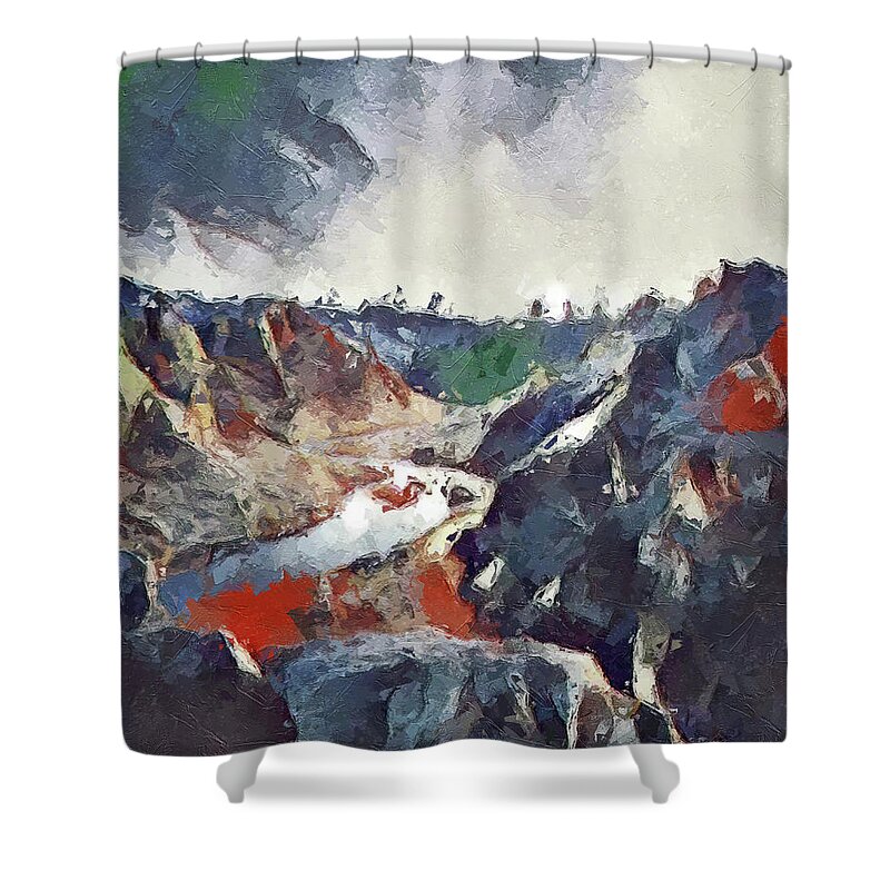 Water Shower Curtain featuring the digital art Winter Story #204 by TintoDesigns