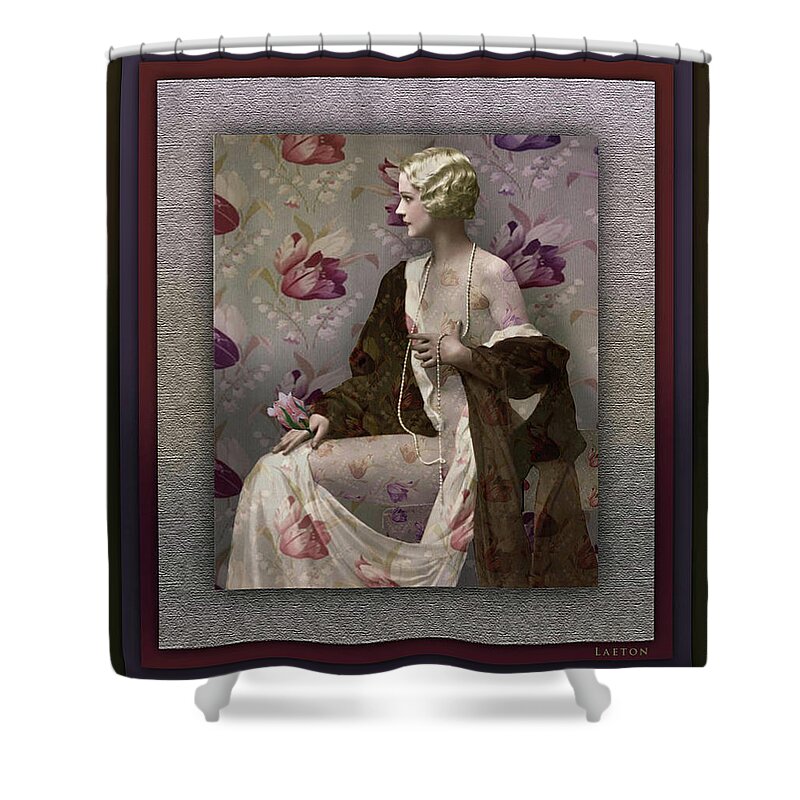 20's Movie Star Mask Shower Curtain featuring the digital art 20's Movie Star mask by Richard Laeton